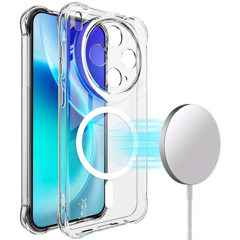 IMAK for vivo X300 5G Magnetic Case Airbag Shockproof Protection TPU Phone Cover - Transparent - 1