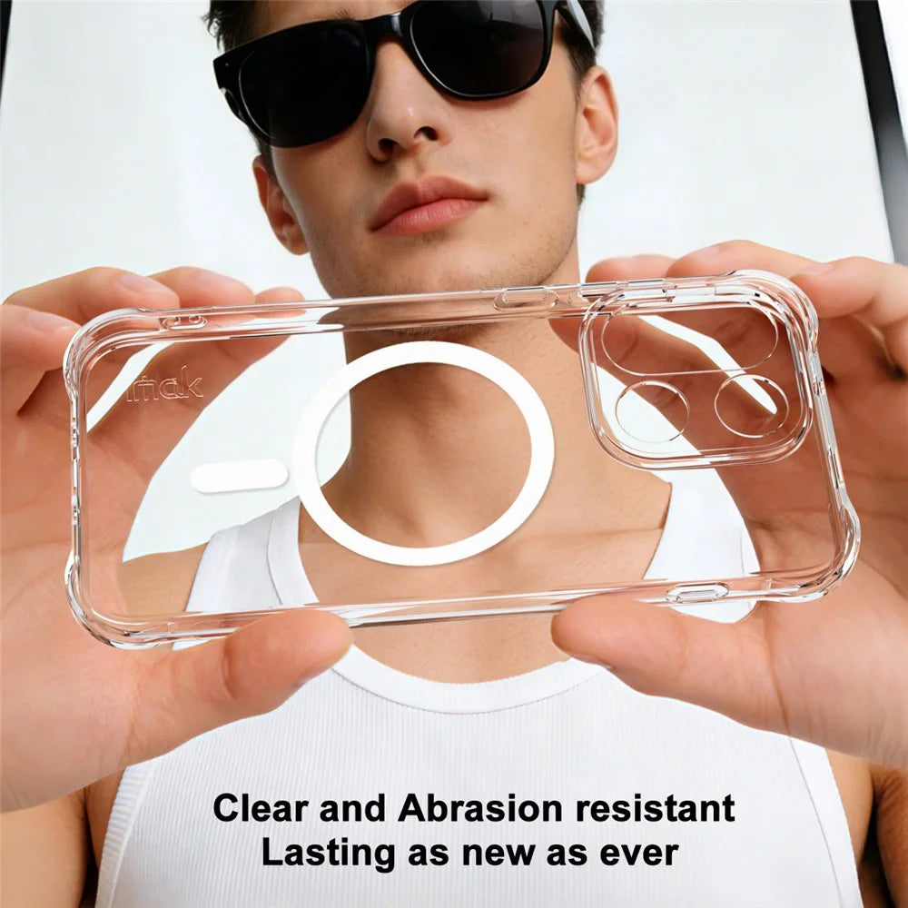 IMAK for OnePlus 15 5G Magnetic Case Airbag Shockproof Protection TPU Phone Cover - Transparent - 4