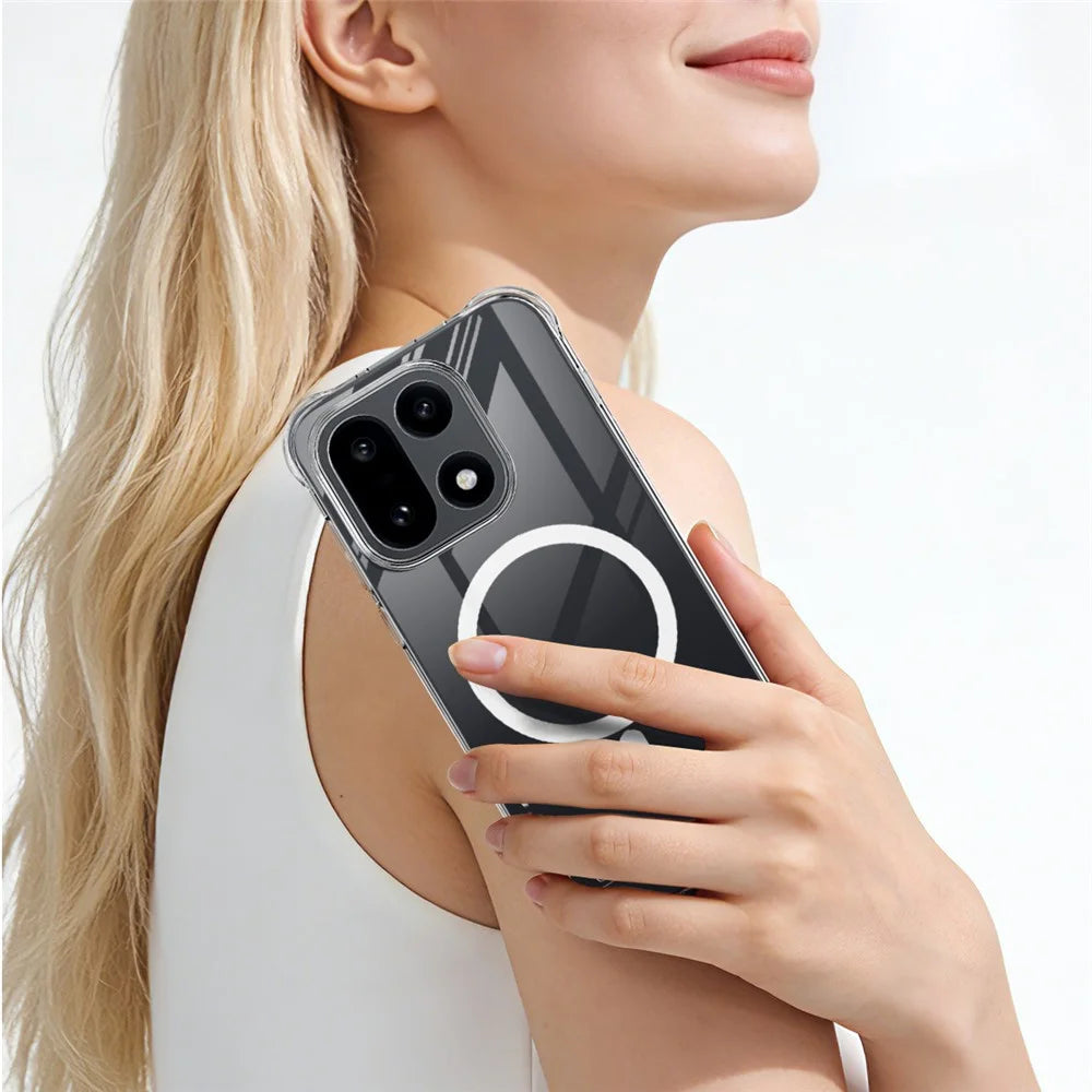 IMAK for OnePlus 15 5G Magnetic Case Airbag Shockproof Protection TPU Phone Cover - Transparent - 5