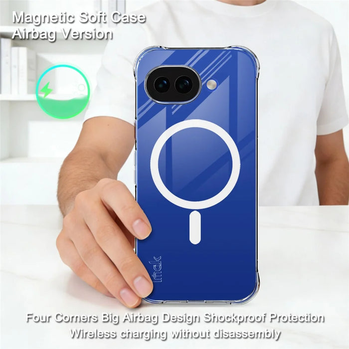 IMAK for Google Pixel 10a Magnetic Case Airbag Shockproof Protection TPU Phone Cover - Transparent - 3