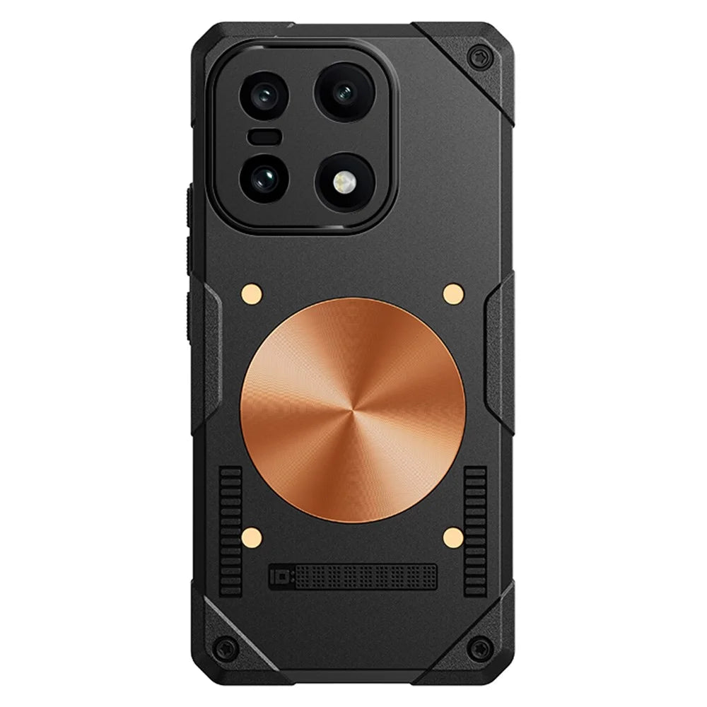 For OnePlus 15 5G Case Copper Heat Dissipation TPU + Metal Cooling Phone Cover Support Magnetic Car Mount - Black - 1