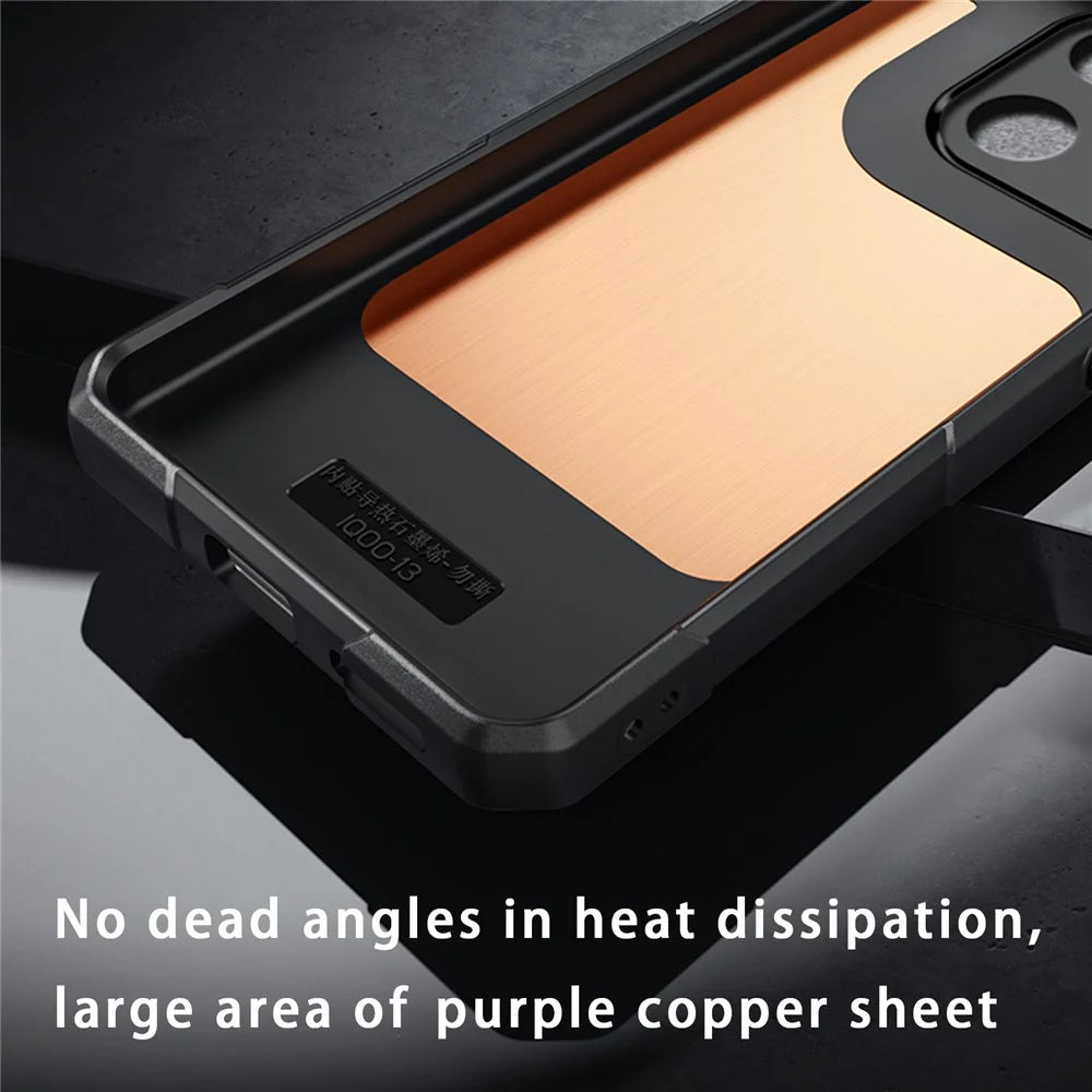 For OnePlus 15T 5G Case Copper Heat Dissipation TPU + Metal Cooling Phone Cover Support Magnetic Car Mount - Black - 3