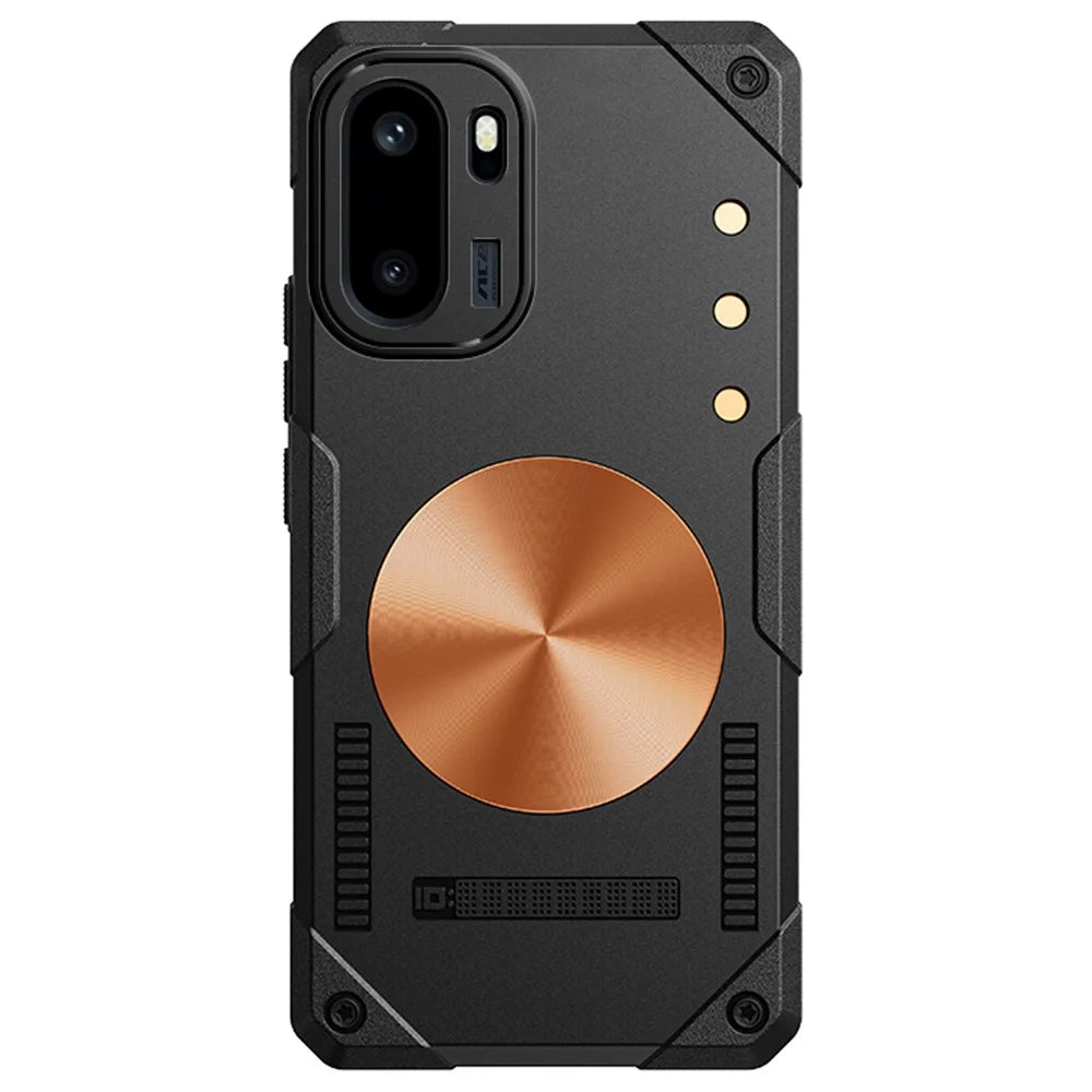 For OnePlus Ace 6 5G Case Copper Heat Dissipation TPU + Metal Cooling Phone Cover Support Magnetic Car Mount - Black - 1