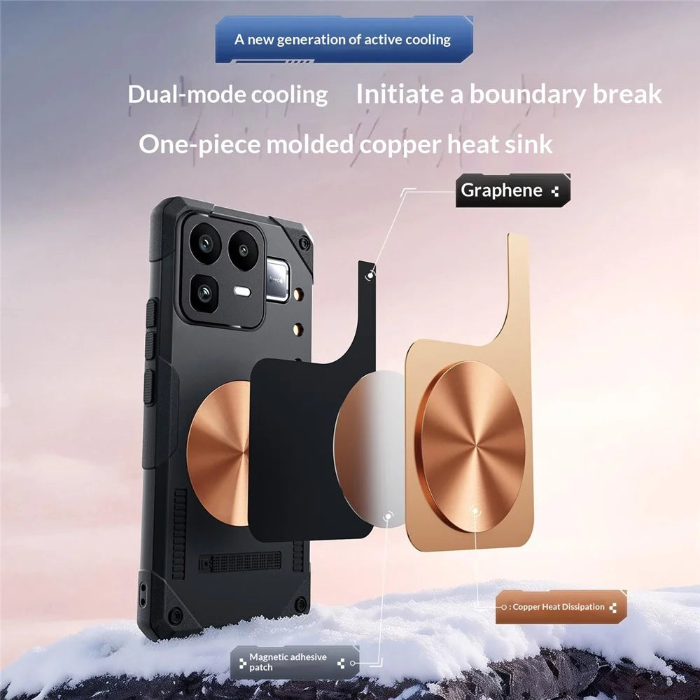 For Realme Neo8 5G Case Copper Heat Dissipation TPU + Metal Cooling Phone Cover Support Magnetic Car Mount - Black - 3