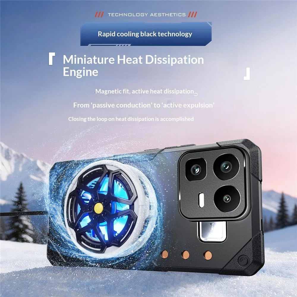 For Realme Neo8 5G Case Copper Heat Dissipation TPU + Metal Cooling Phone Cover Support Magnetic Car Mount - Black - 4