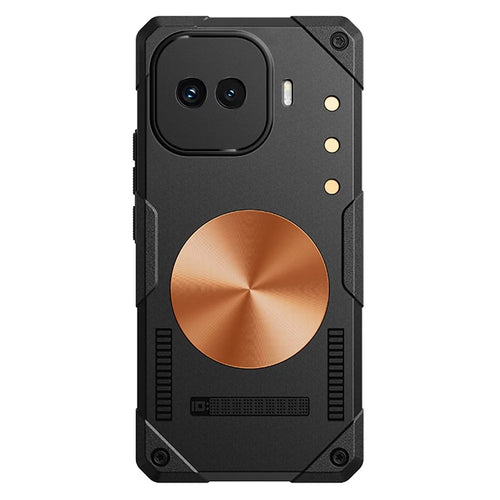 For vivo iQOO Z11 Turbo 5G Case Copper Heat Dissipation TPU + Metal Cooling Phone Cover Support Magnetic Car Mount - Black - 1