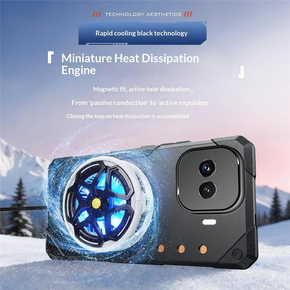 For vivo iQOO Z11 Turbo 5G Case Copper Heat Dissipation TPU + Metal Cooling Phone Cover Support Magnetic Car Mount - Black - 4