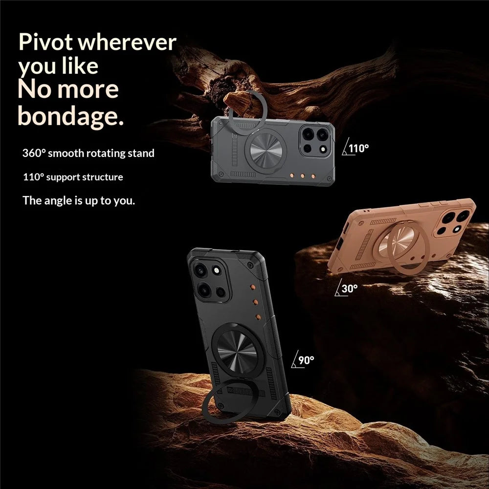 For OnePlus Nord CE6 5G / Nord 6 5G / Turbo 6V 5G / Turbo 6 5G Magnetic Case 360° Rotating Ring Kickstand TPU Phone Cover - Black - 4