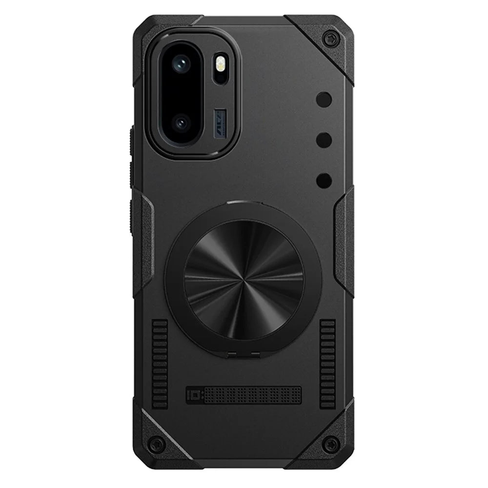 For OnePlus Ace 6 5G Magnetic Case 360° Rotating Ring Kickstand TPU Phone Cover - Black - 1
