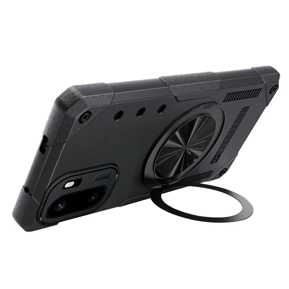 For OnePlus Ace 6 5G Magnetic Case 360° Rotating Ring Kickstand TPU Phone Cover - Black - 2
