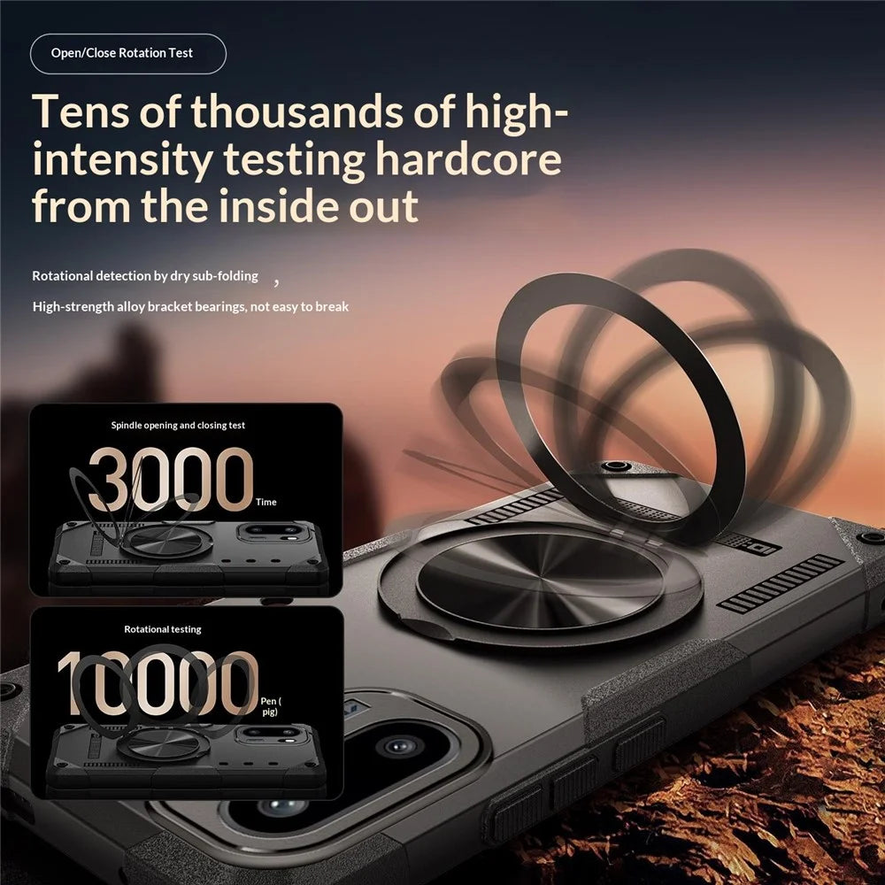 For OnePlus Ace 6 5G Magnetic Case 360° Rotating Ring Kickstand TPU Phone Cover - Black - 4