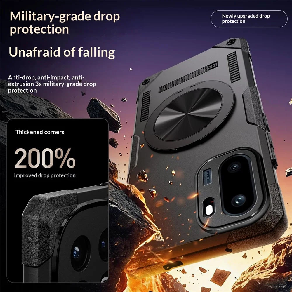For OnePlus Ace 6 5G Magnetic Case 360° Rotating Ring Kickstand TPU Phone Cover - Black - 6