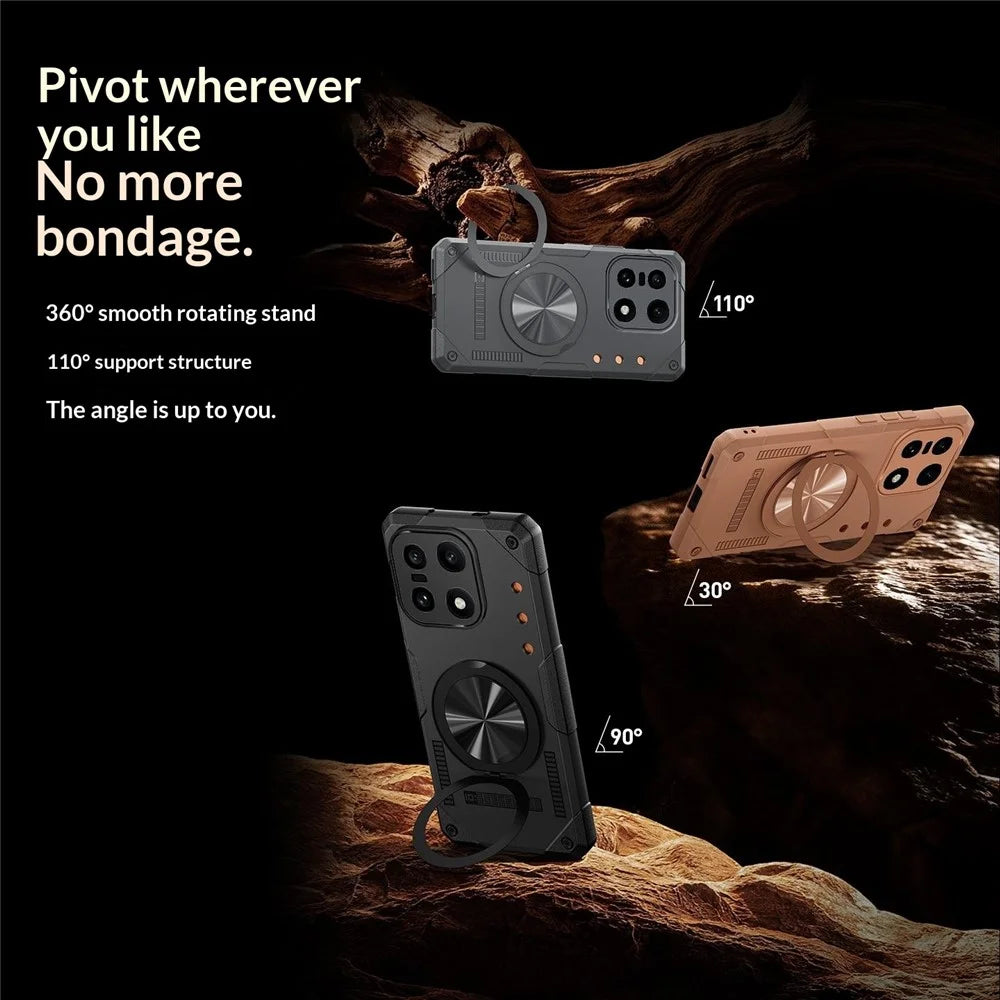 For OnePlus 15 5G Magnetic Case 360° Rotating Ring Kickstand TPU Phone Cover - Black - 4