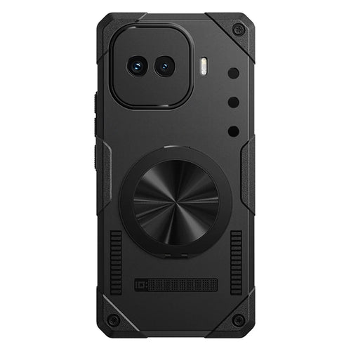 For vivo iQOO Z11 Turbo 5G Magnetic Case 360° Rotating Ring Kickstand TPU Phone Cover - Black - 1