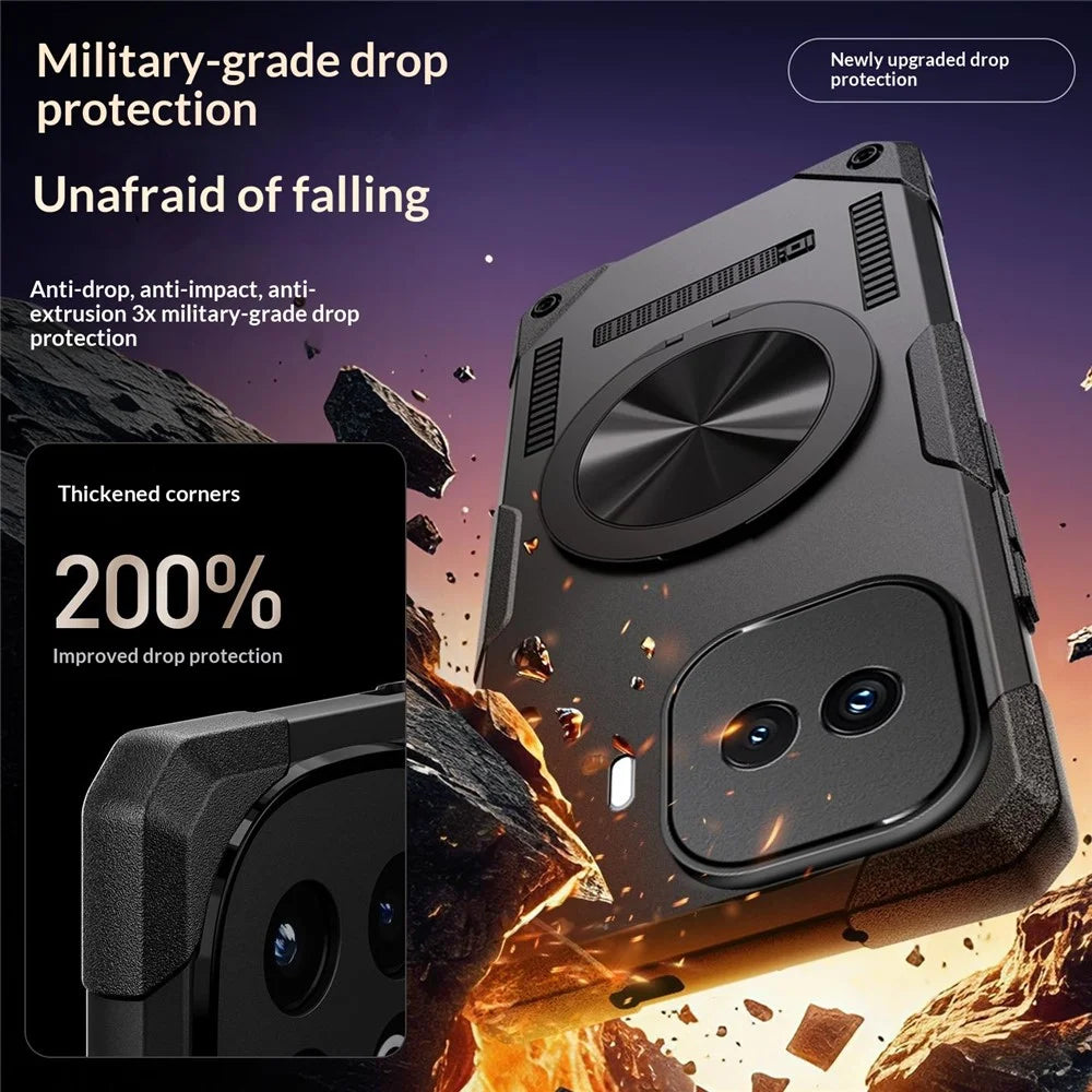 For vivo iQOO Z11 Turbo 5G Magnetic Case 360° Rotating Ring Kickstand TPU Phone Cover - Black - 3