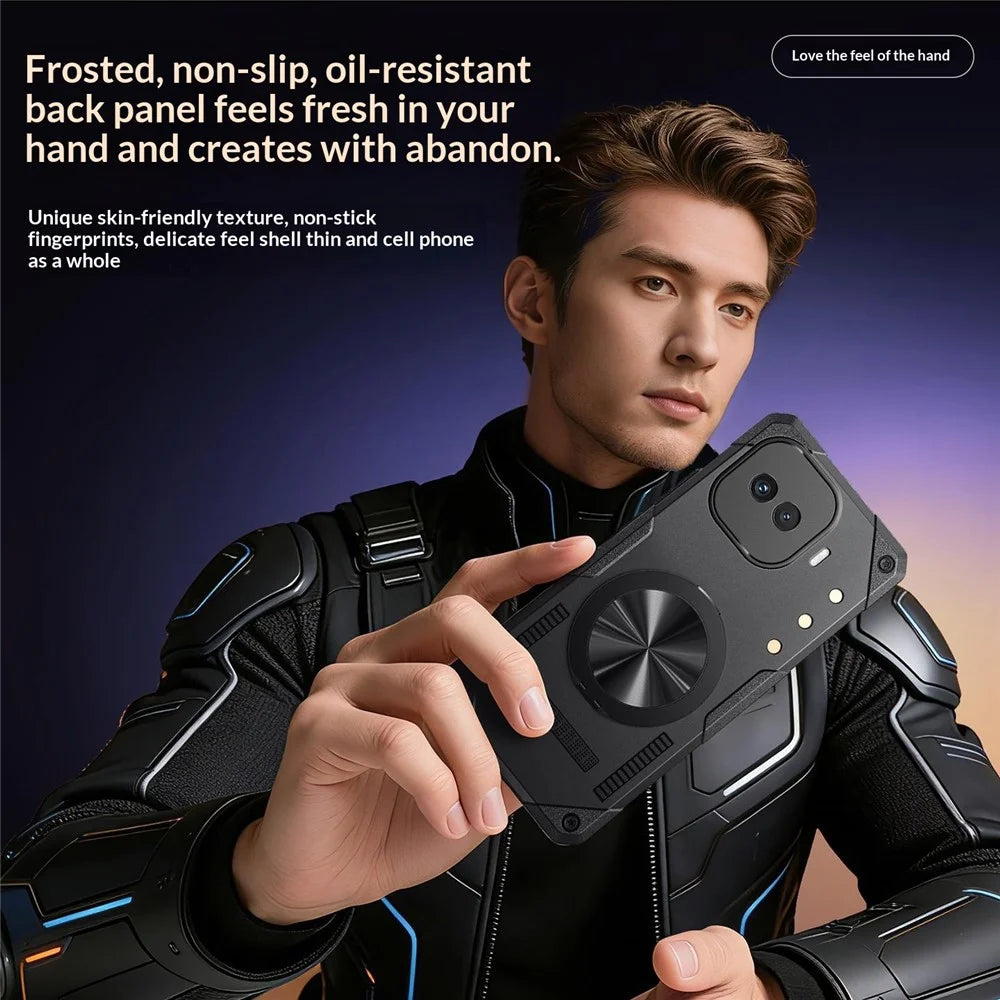 For vivo iQOO Z11 Turbo 5G Magnetic Case 360° Rotating Ring Kickstand TPU Phone Cover - Black - 5