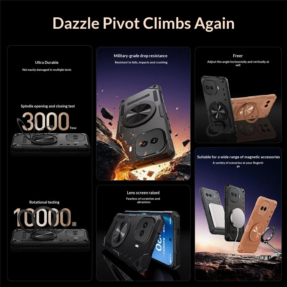 For vivo iQOO Z11 Turbo 5G Magnetic Case 360° Rotating Ring Kickstand TPU Phone Cover - Black - 6