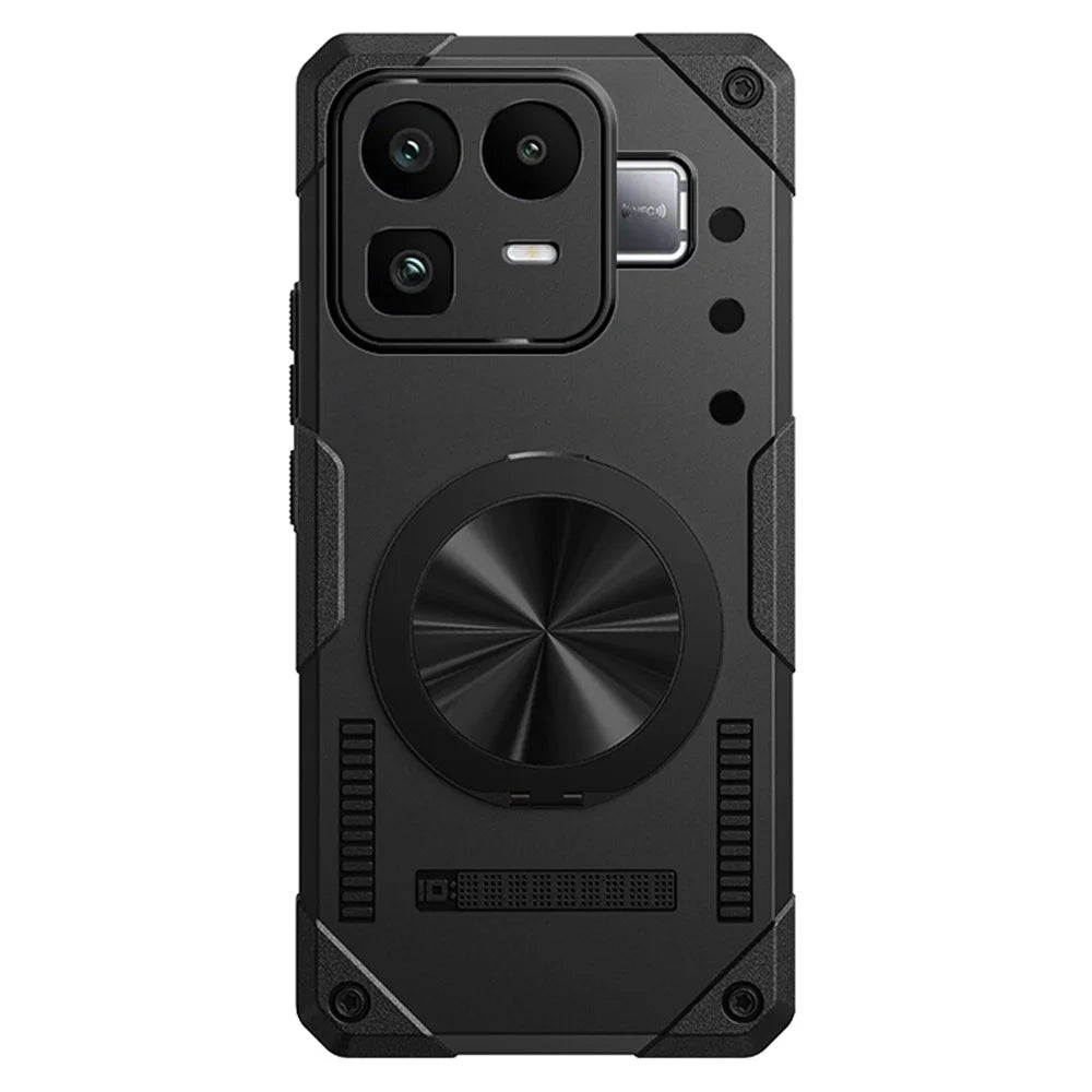 For Realme Neo8 5G Magnetic Case 360° Rotating Ring Kickstand TPU Phone Cover - Black - 1