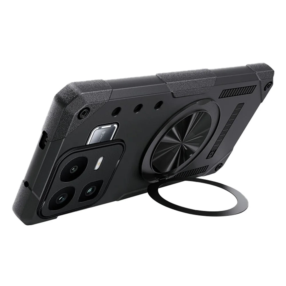 For Realme Neo8 5G Magnetic Case 360° Rotating Ring Kickstand TPU Phone Cover - Black - 2