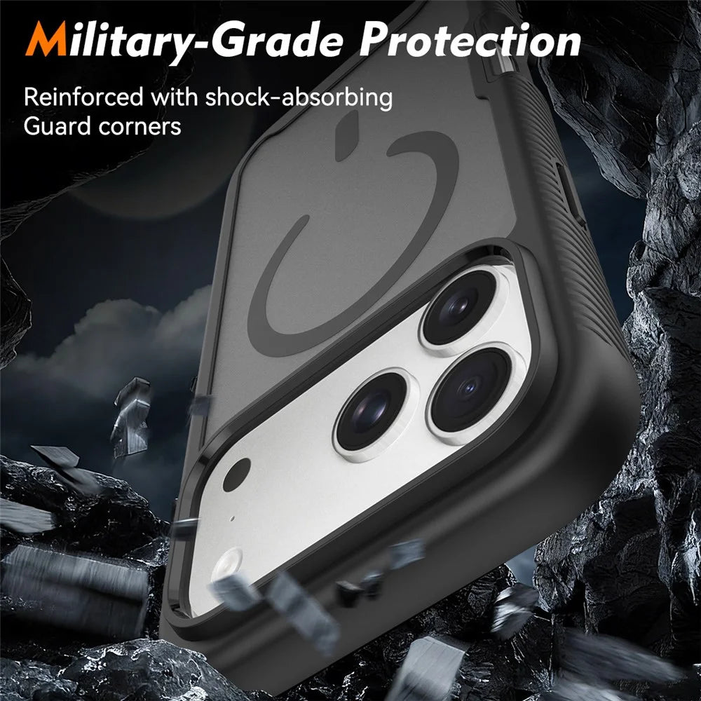For iPhone 18 Pro Max / 17 Pro Max Magnetic Phone Case 3 in 1 Translucent Skin Touch PC TPU Back Cover with PET Screen Film - Black - 3
