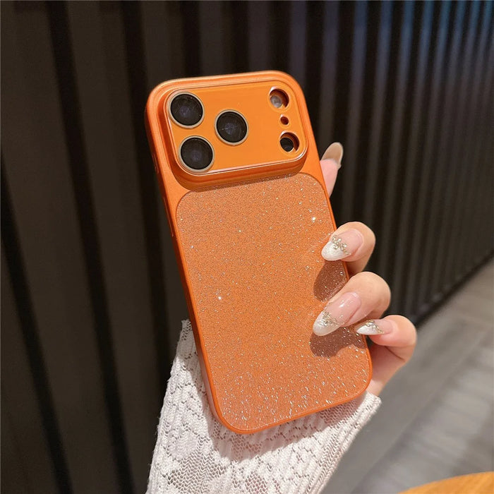 For iPhone 17 Pro Max Phone Case Glitter PC + TPU + PU leather Shockproof Cover - Orange - 2