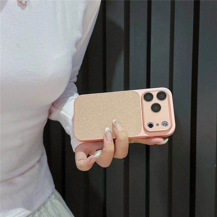 For iPhone 17 Pro Max Phone Case Glitter PC + TPU + PU leather Shockproof Cover - Orange - 3
