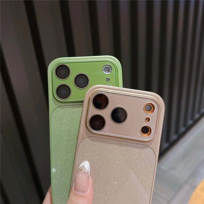 For iPhone 17 Pro Max Phone Case Glitter PC + TPU + PU leather Shockproof Cover - Orange - 5