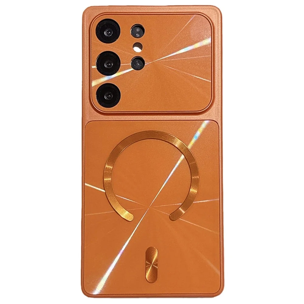 For Samsung Galaxy S25 Ultra Magnetic Case Aurora CD Pattern TPU + PC Phone Cover Compatible with Magsafe - Orange - 1