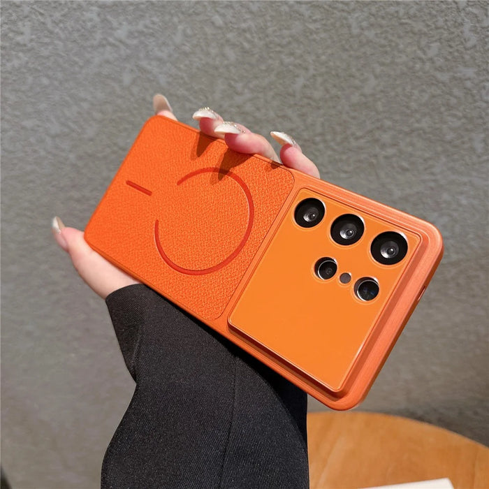 For Samsung Galaxy S26 Ultra Magnetic Case TPU + PC + PU Leather Protective Cover - Orange - 2