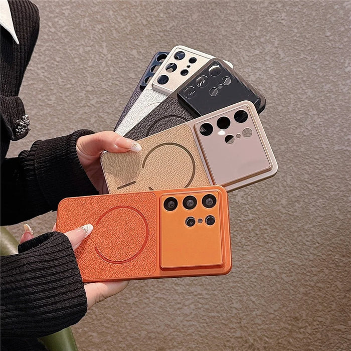 For Samsung Galaxy S26 Ultra Magnetic Case TPU + PC + PU Leather Protective Cover - Orange - 7