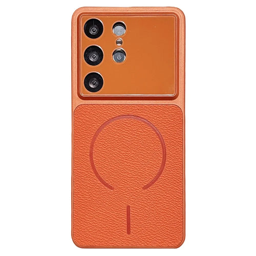 For Samsung Galaxy S25 Ultra Magnetic Case TPU + PC + PU Leather Protective Cover - Orange - 1