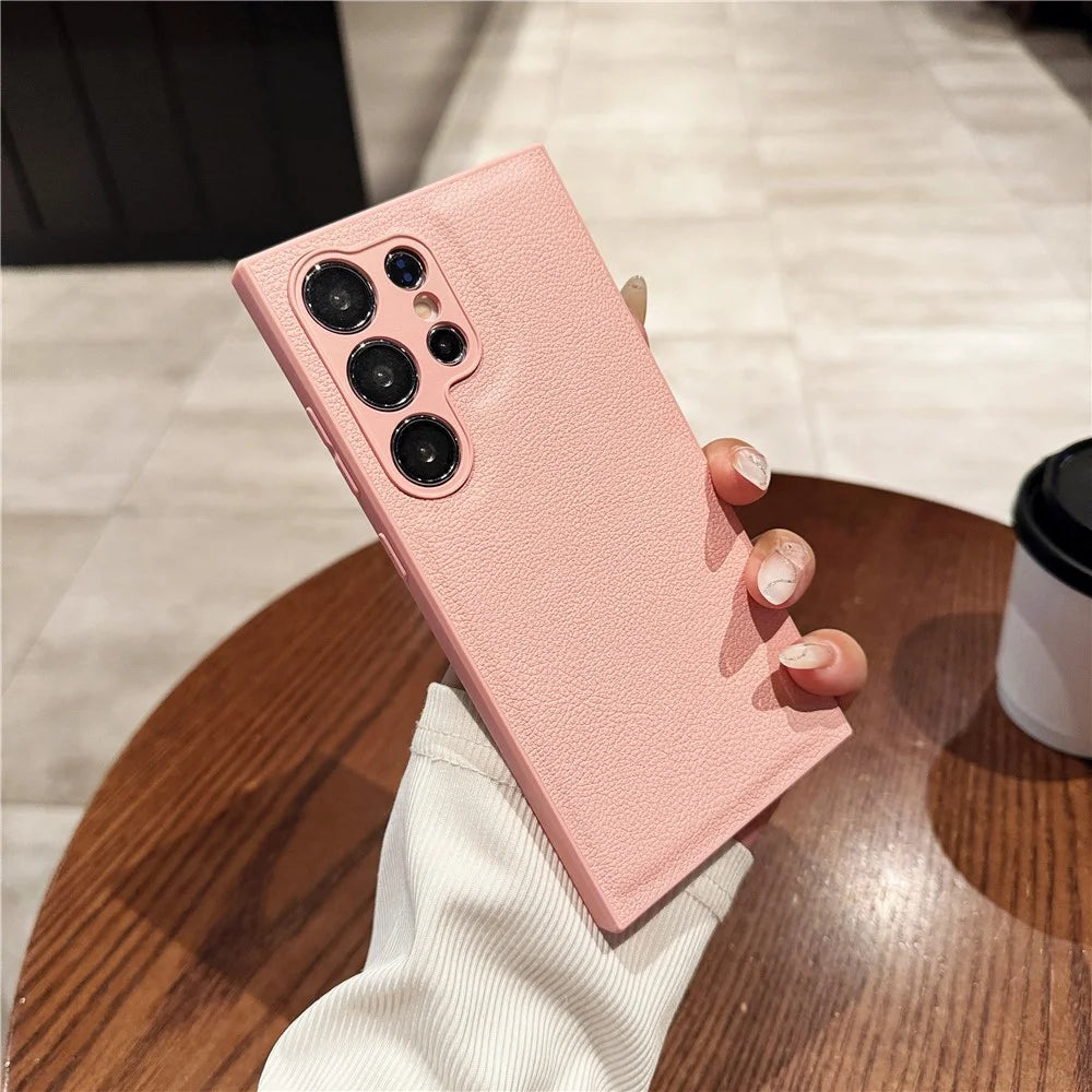 For Samsung Galaxy S25 Ultra Case Litchi Texture PU Leather Shockproof Protective Cover - Pink - 2