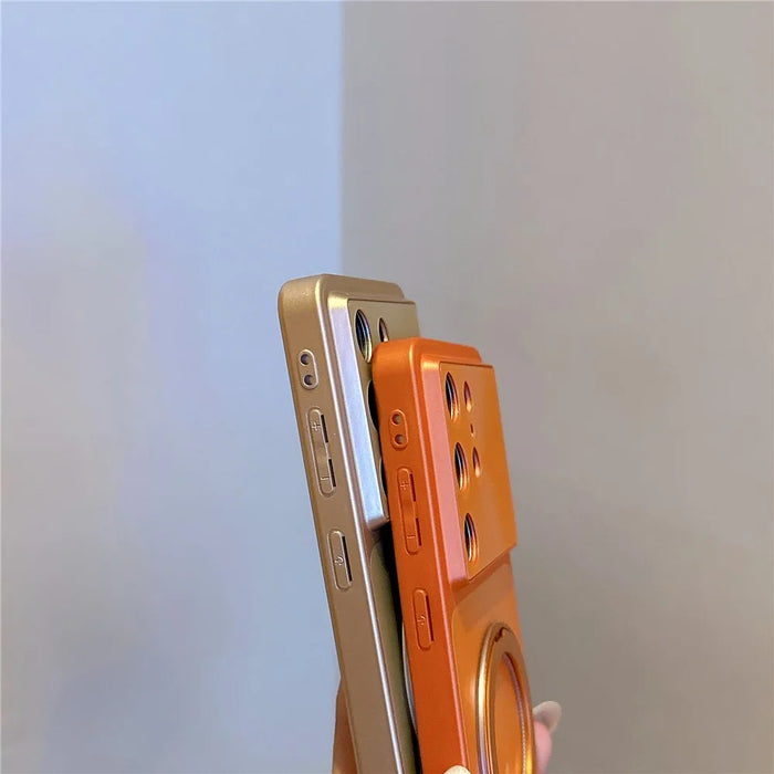 For Samsung Galaxy S26 Ultra Magnetic Case with 360° Rotating Ring Kickstand Aurora CD Pattern TPU + PC Phone Cover - Gold - 7