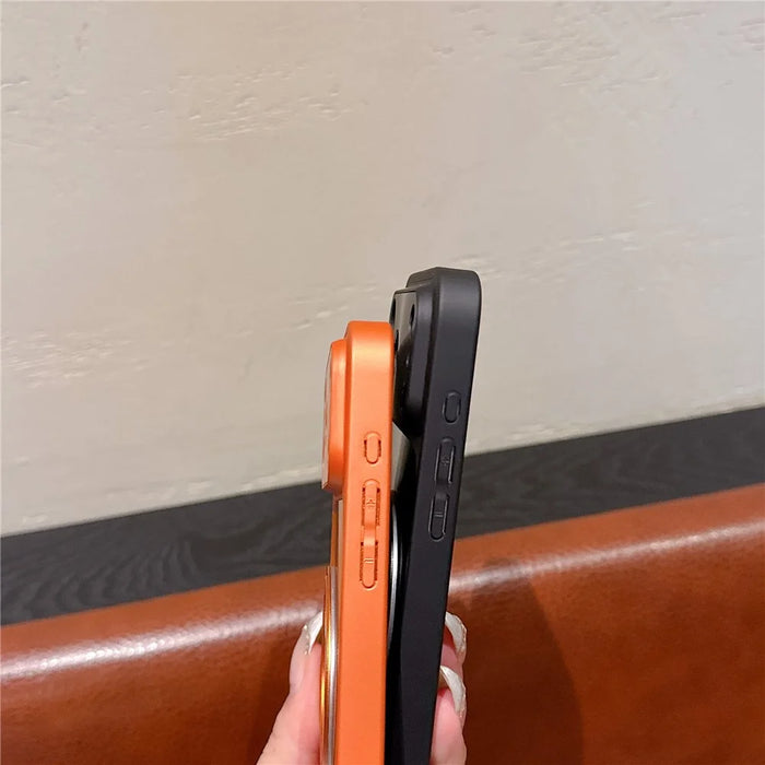 For iPhone 17 Pro Magnetic Case with 360° Rotating Ring Kickstand Aurora CD Pattern TPU + PC Phone Cover Compatible with Magsafe - Orange - 7