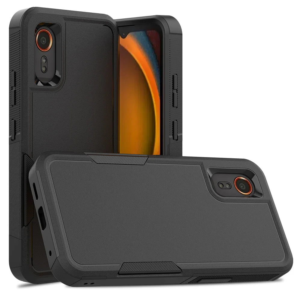 For Samsung Galaxy Xcover7 Case 2 in 1 PC + TPU Shockproof Phone Cover - Black - 1