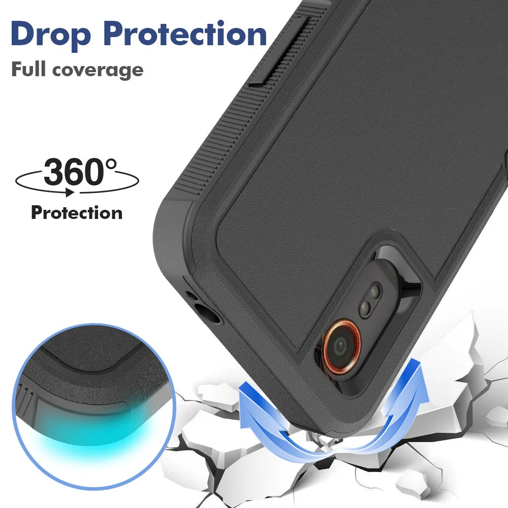 For Samsung Galaxy Xcover7 Case 2 in 1 PC + TPU Shockproof Phone Cover - Black - 3