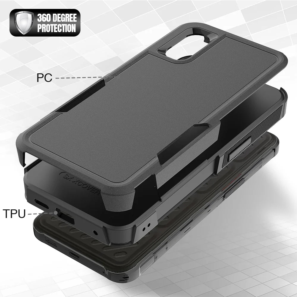 For Samsung Galaxy Xcover7 Case 2 in 1 PC + TPU Shockproof Phone Cover - Black - 4