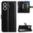 For TCL NxtPaper 70 Pro 5G PU Leather Case with Strap Crazy Horse Texture Phone Wallet Cover - Black - 1