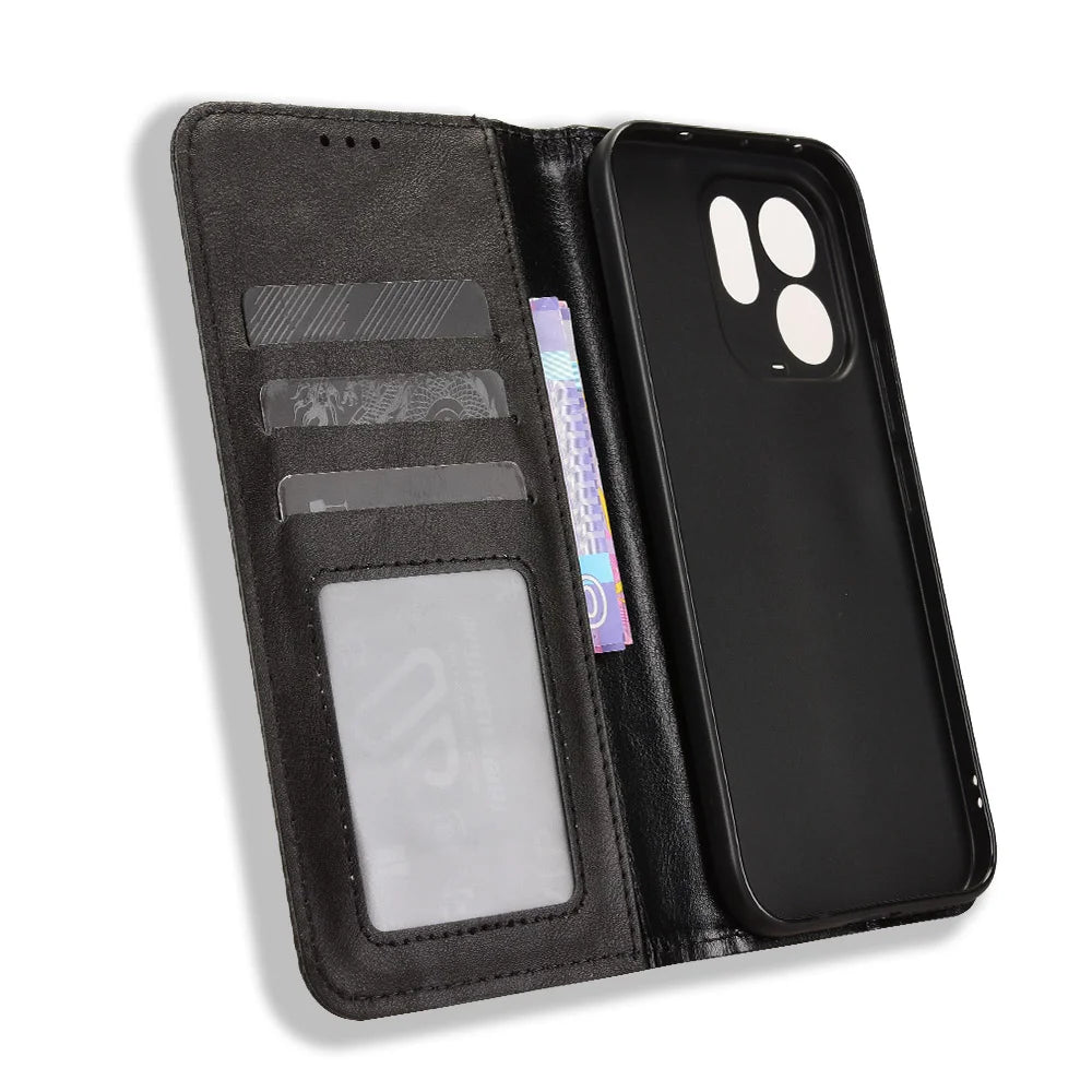 For vivo V70 Elite 5G / vivo V70 5G Leather Case Wallet Stand Retro Texture Phone Cover - Black - 5