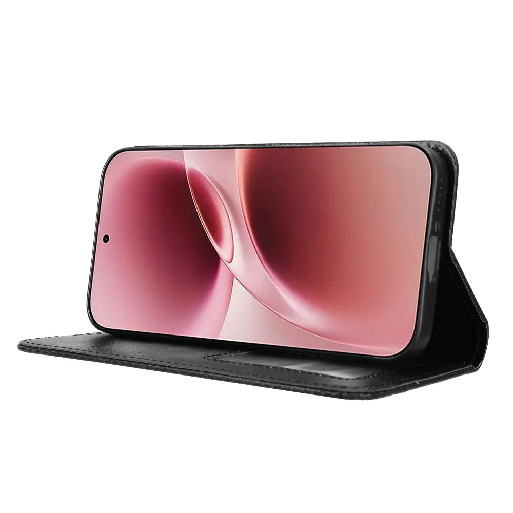 For vivo V70 Elite 5G / vivo V70 5G Leather Case Wallet Stand Retro Texture Phone Cover - Black - 7