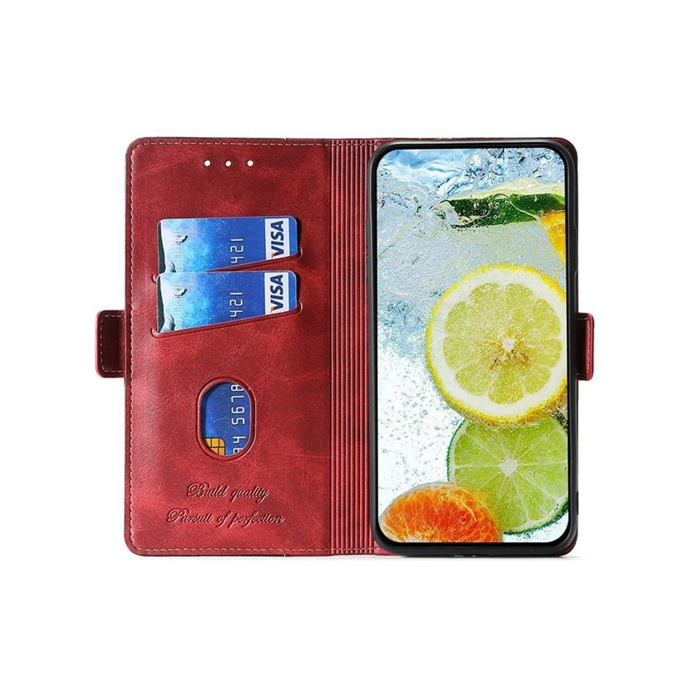 For Samsung Galaxy S26 Ultra Case Contrast Color Wallet Leather Phone Cover - Black + Red - 3