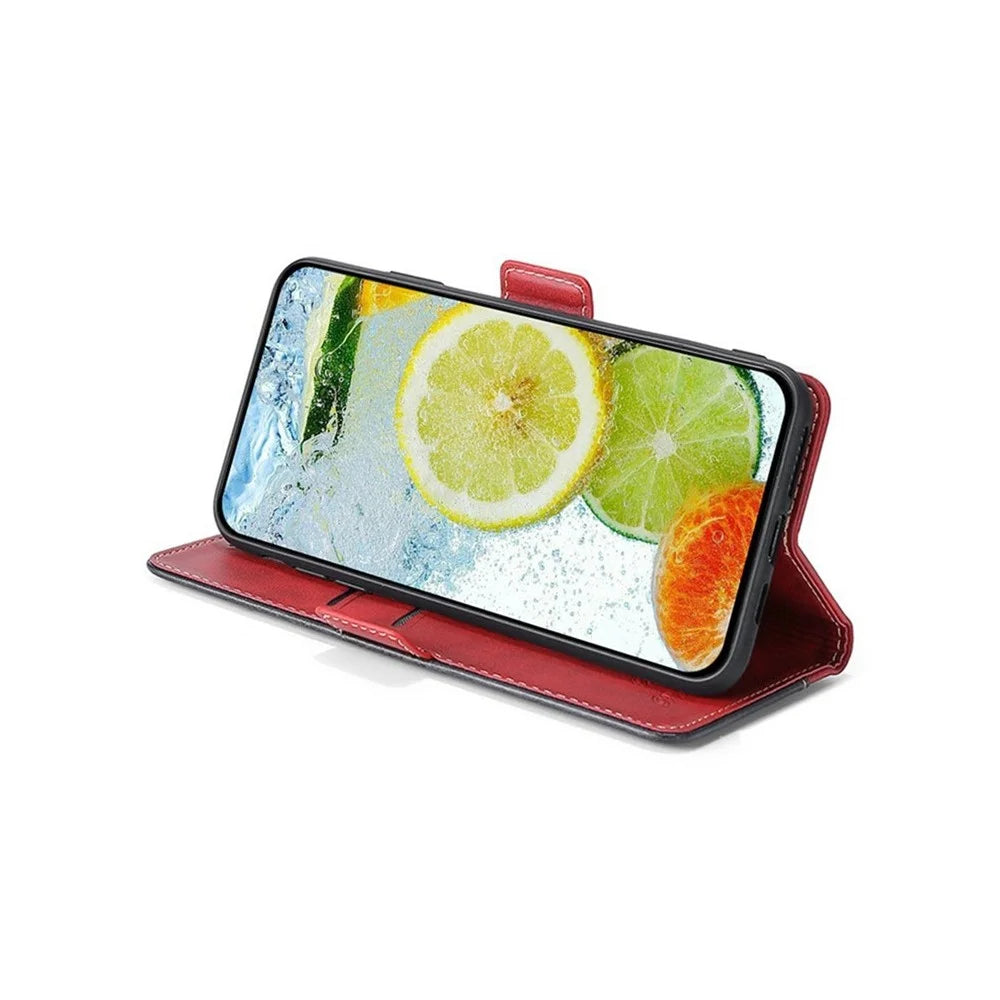 For Samsung Galaxy S26 Ultra Case Contrast Color Wallet Leather Phone Cover - Black + Red - 4