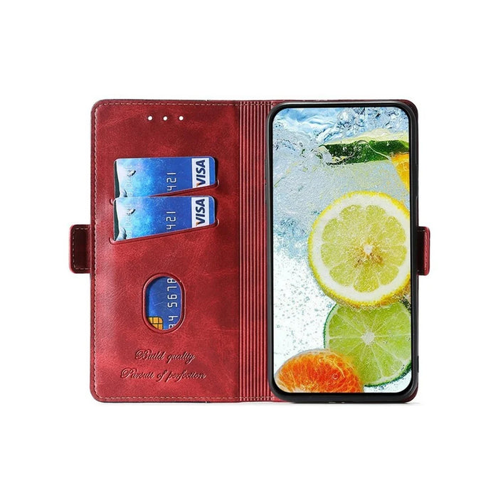 For Samsung Galaxy S26+ Case Contrast Color Wallet Leather Phone Cover - Black + Red - 3