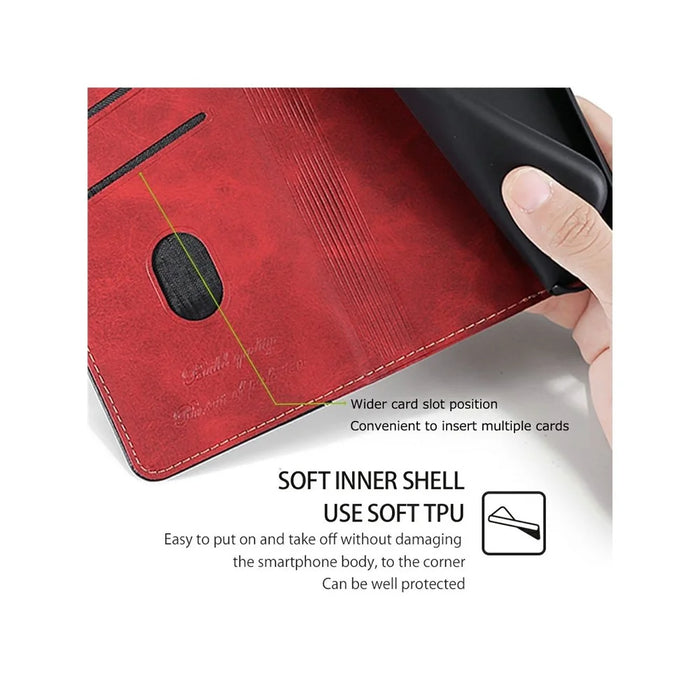 For Samsung Galaxy S26 Case Contrast Color Wallet Leather Phone Cover - Black + Red - 7