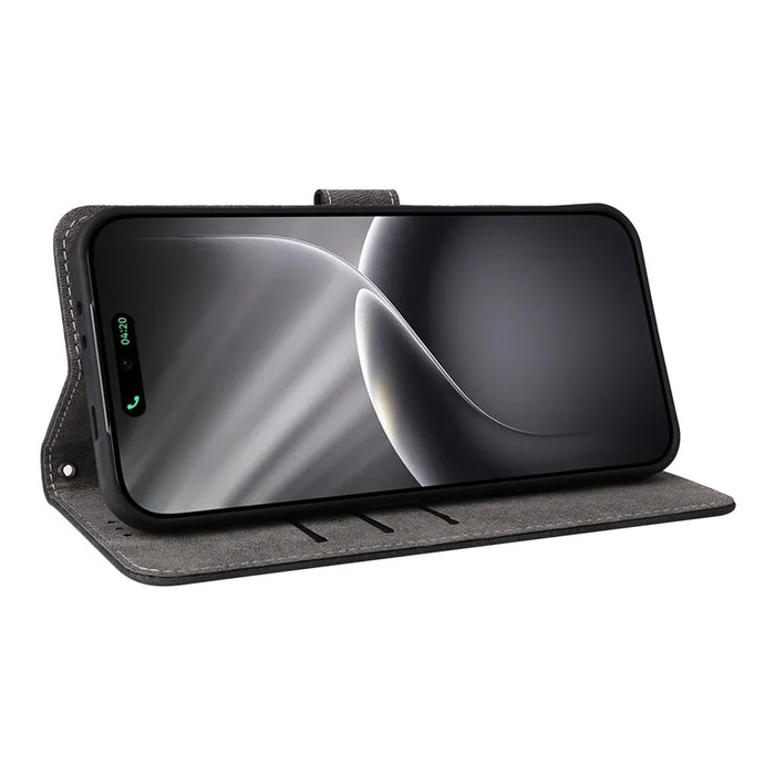 For TECNO Camon 50 4G Case Wallet RFID Blocking PU Leather Phone Cover Stand with Strap - Black - 4