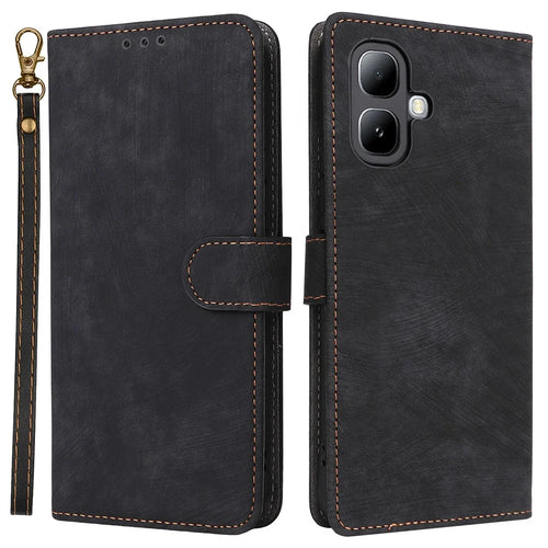 For Infinix Smart 20 4G Case Wallet RFID Blocking PU Leather Phone Cover Stand with Strap - Black - 1