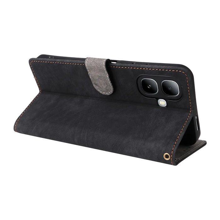 For Infinix Smart 20 4G Case Wallet RFID Blocking PU Leather Phone Cover Stand with Strap - Black - 5