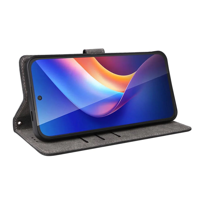For TCL K70 4G / K70 Power 4G Case Wallet RFID Blocking PU Leather Phone Cover Stand with Strap - Black - 4