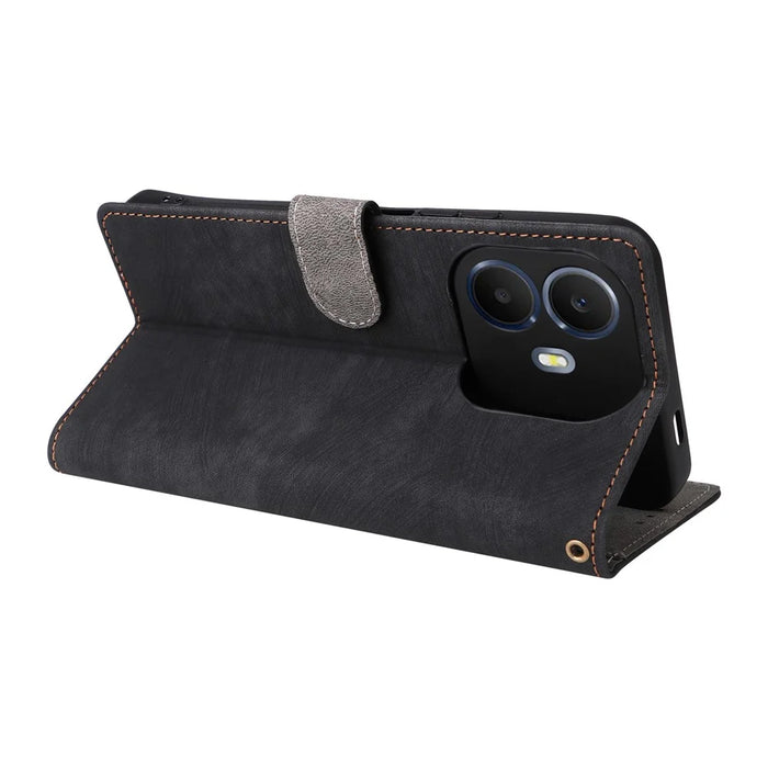 For TCL K70 4G / K70 Power 4G Case Wallet RFID Blocking PU Leather Phone Cover Stand with Strap - Black - 5