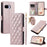 For Google Pixel 10a PU Leather Case Wallet Rhombus Grid Phone Cover with Shoulder Strap  /  Wrist Strap - Rose Gold - 1